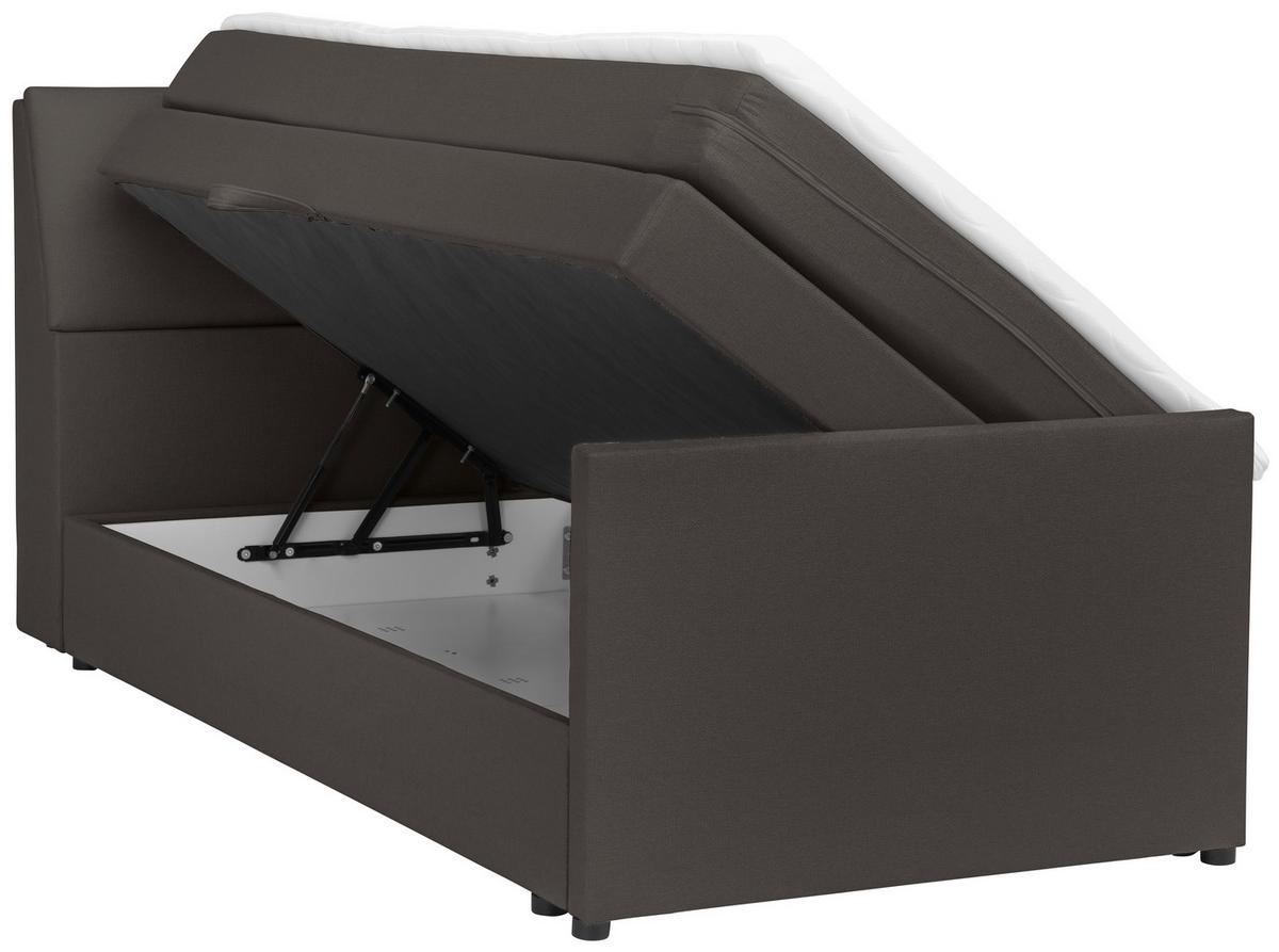 Boxspringbett Mit Bettkasten Nida 120x200 Cm Graphitfarben - Graphitfarben/Schwarz, MODERN, Holz/Textil (120/200cm) - MID.YOU