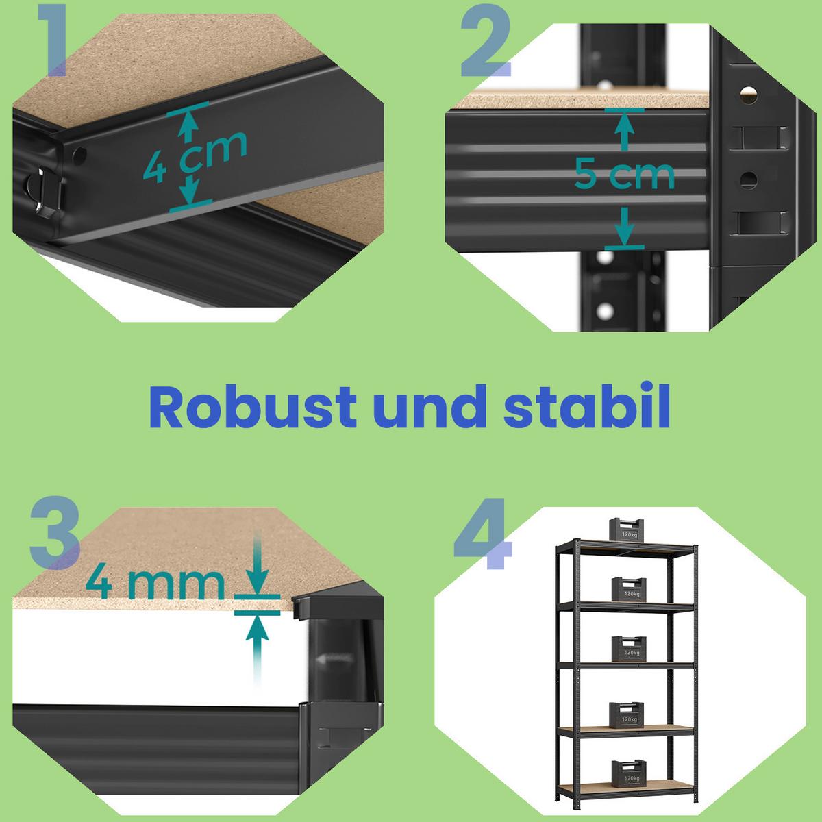 Schwerlastregal Schwarz, Hellbraun B: 100 Cm - Hellbraun/Schwarz, Basics, Holzwerkstoff (100/200/50cm)