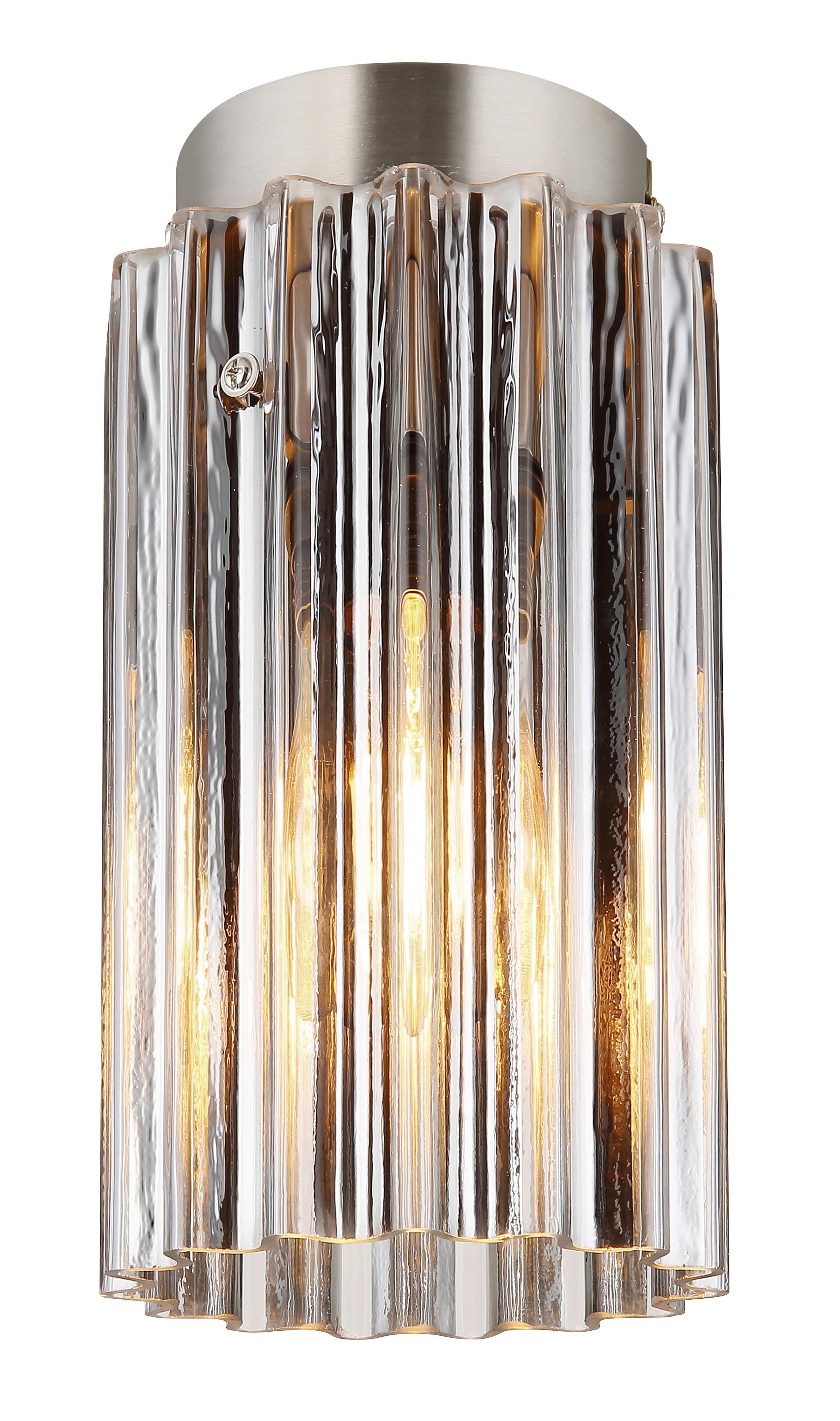 Deckenleuchte Cayden Klar Nickelfarben D: 11,5 cm - Klar/Nickelfarben, KONVENTIONELL, Glas/Metall (11.5/21cm) - Globo