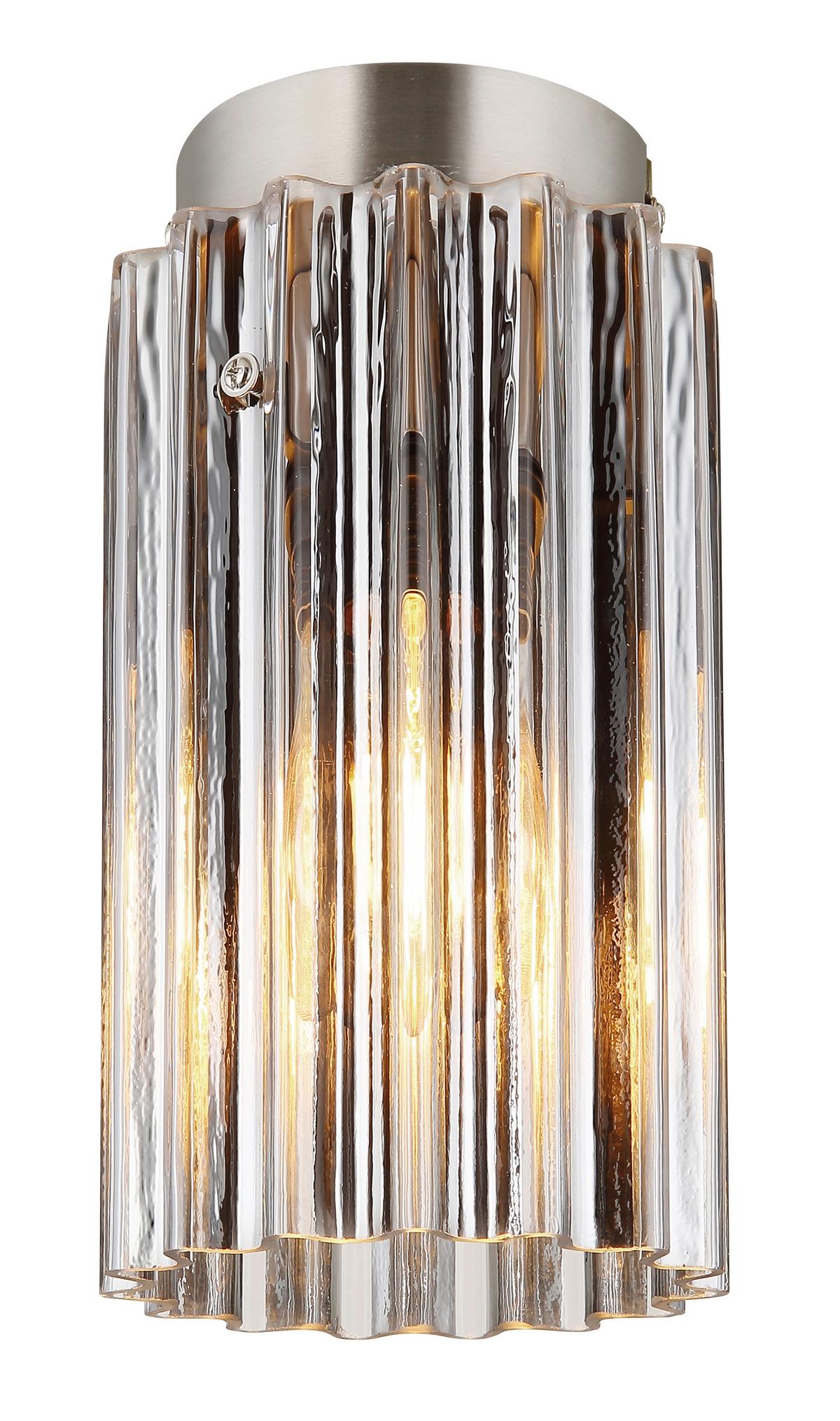 Deckenleuchte Cayden Klar Nickelfarben D: 11,5 Cm - Klar/Nickelfarben, KONVENTIONELL, Glas/Metall (11.5/21cm) - Globo