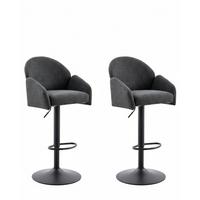 Barhocker-Set Holly H 2er-Set - Anthrazit/Schwarz, MODERN, Textil/Metall (51,5/96-117/53cm) - MID.YOU