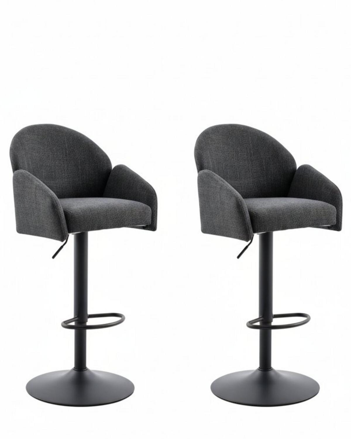 Barhocker-Set Holly H 2er-Set - Anthrazit/Schwarz, MODERN, Textil/Metall (51,5/96-117/53cm) - MID.YOU