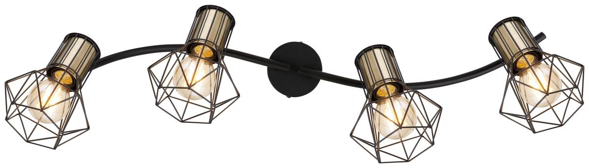 Strahler Priska  4-Flammig verstellbar L: 80 cm - Messingfarben/Schwarz, Trend, Metall (80/22,5cm) - Globo