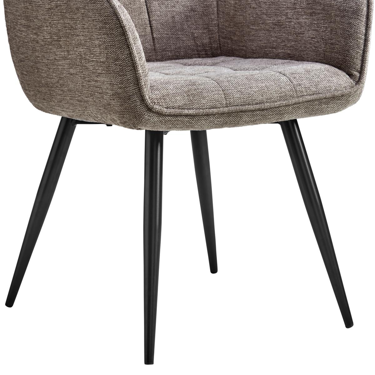Armlehnstuhl Leicester - Schwarz/Braun, LIFESTYLE, Textil/Metall (57/84/60cm) - MID.YOU