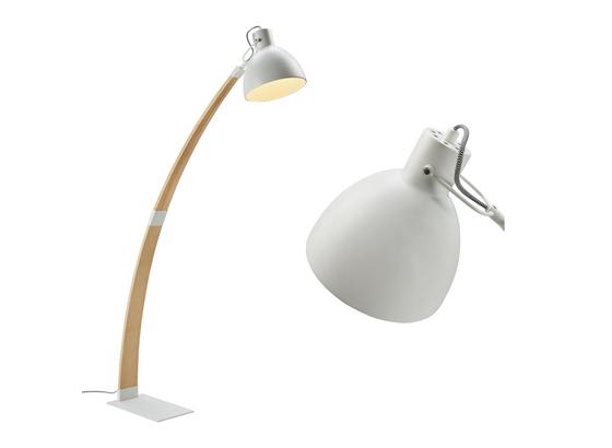 Stojací Lampa Nerea - bílá/přírodní barvy, Moderní, kov/dřevo (87/22/150cm) - Modern Living Stojací Lampa Nerea - bílá/přírodní barvy, Moderní, kov/dřevo (87/22/150cm) - Modern Living
