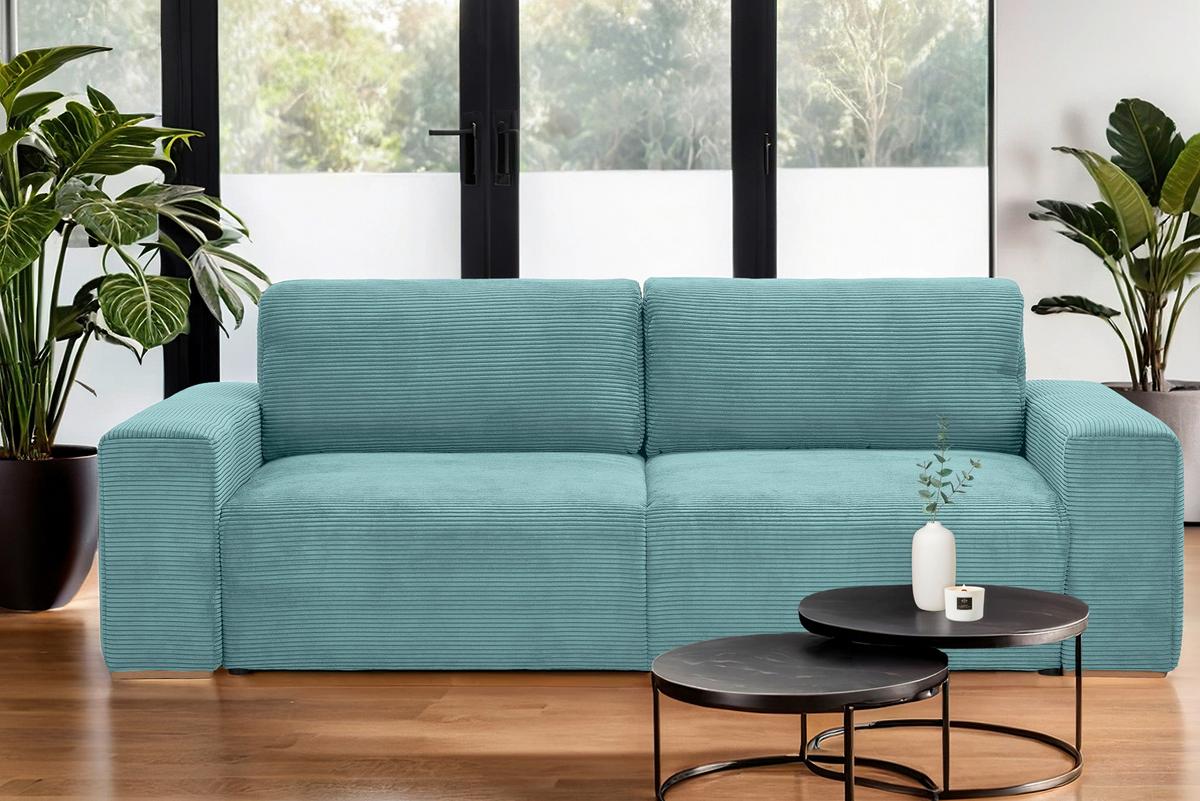 Schlafsofa Vouge Mintgrün Bettkasten, B: 255 Cm - Buchefarben/Schwarz, KONVENTIONELL, Textil (255/86/123cm) - Livetastic