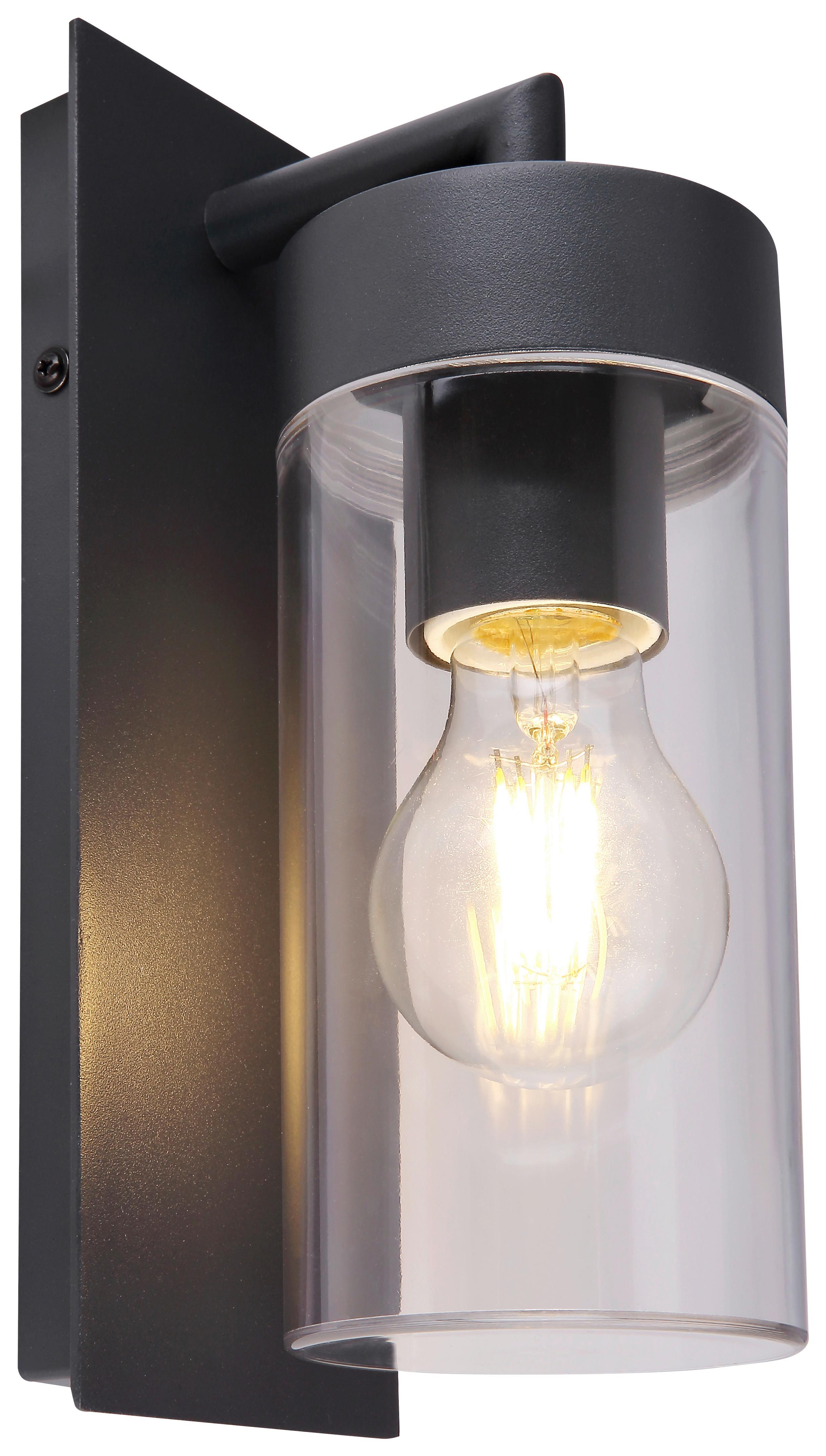 Außenleuchte Vessa 15 Watt Aluminium, Wandmontage - Klar/Anthrazit, Basics, Kunststoff/Metall (8,9/25cm) - Globo