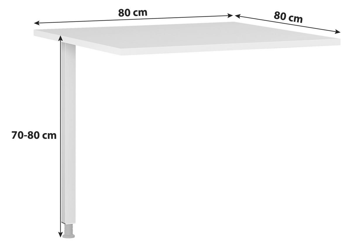 Eckverbindungsplatte B 80 H 70-80 cm Gw-Profi, Grau - Silberfarben, KONVENTIONELL, Holzwerkstoff/Metall (80/80/70-80cm) - Germania