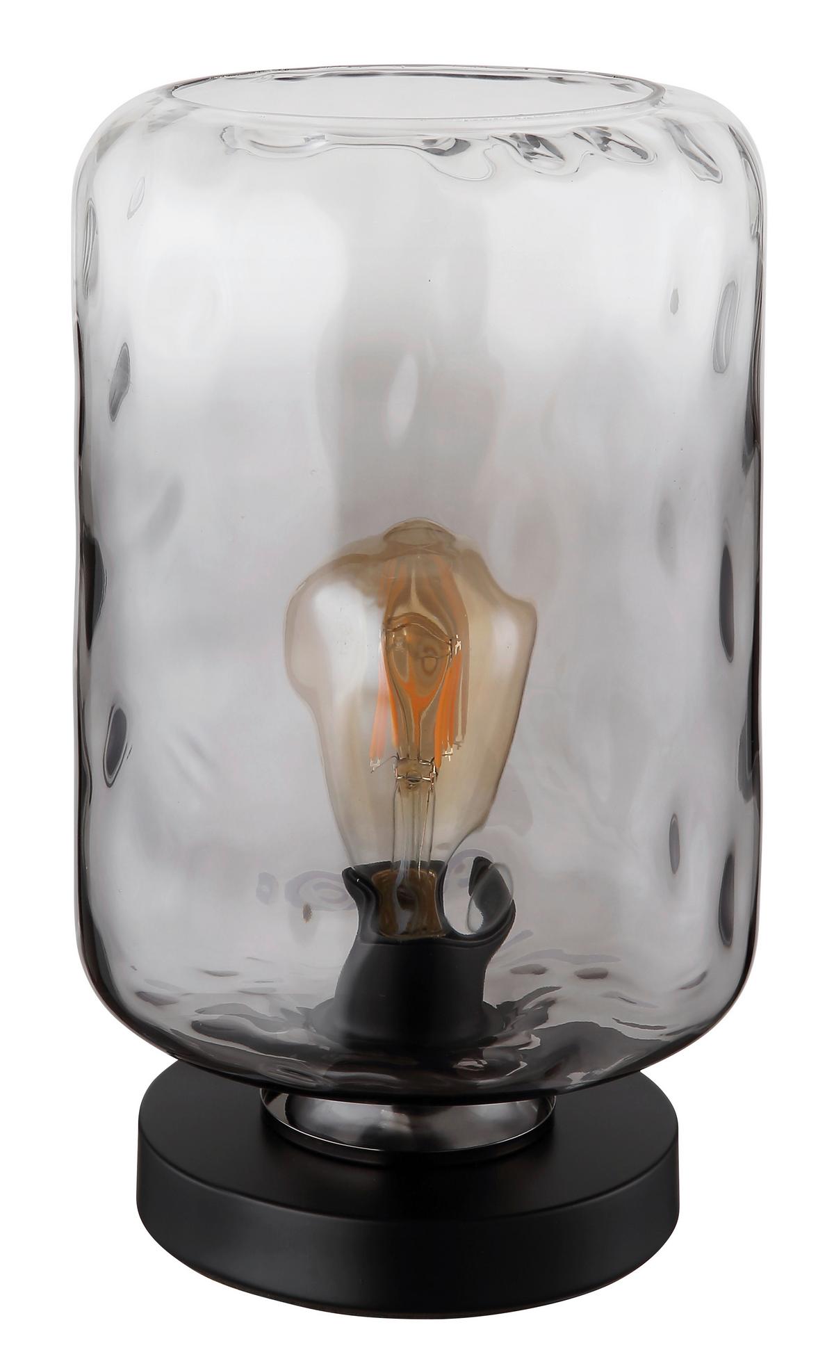 Tischleuchte 16046ts - Klar/Schwarz, KONVENTIONELL, Glas/Metall (19/32,5cm) - Globo
