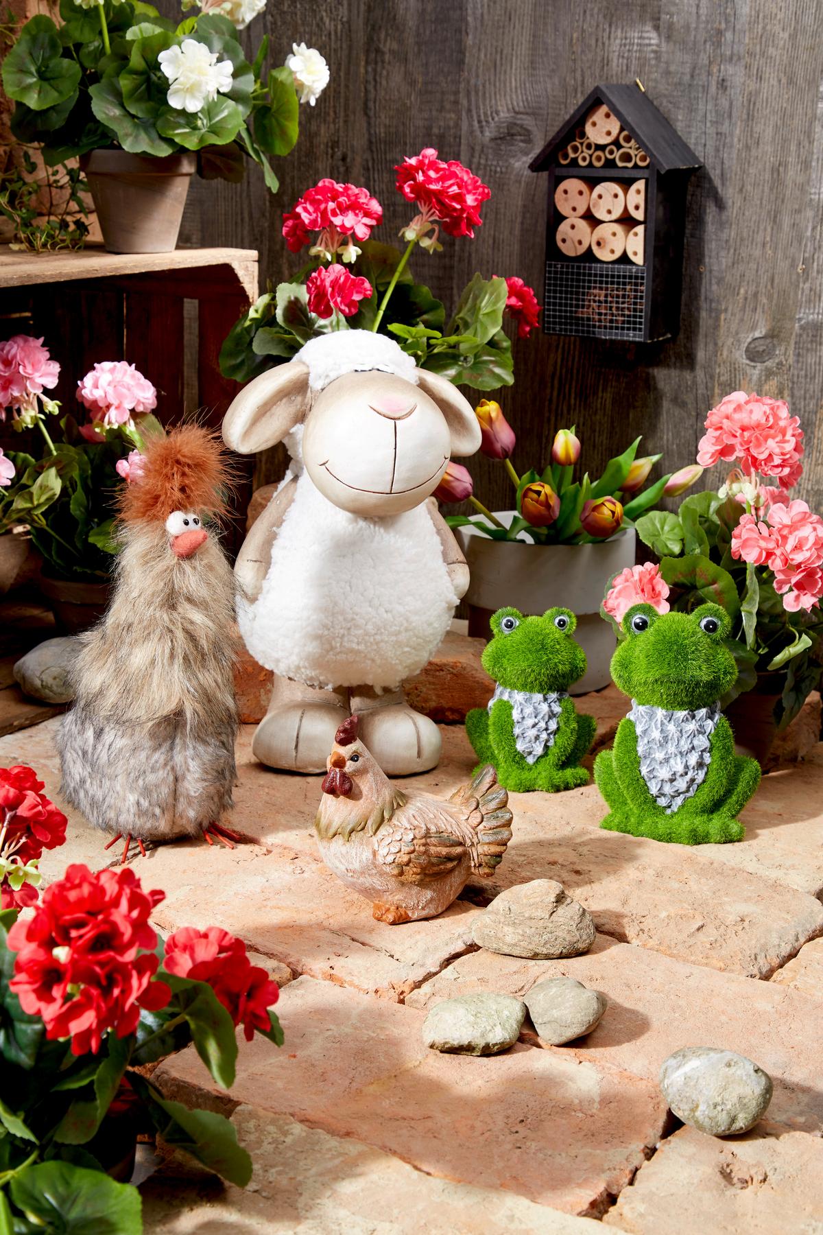 Kunstpflanze Geranium Sontje Creme - Creme/Grau, KONVENTIONELL, Keramik/Kunststoff (20/34cm) - Luca Bessoni