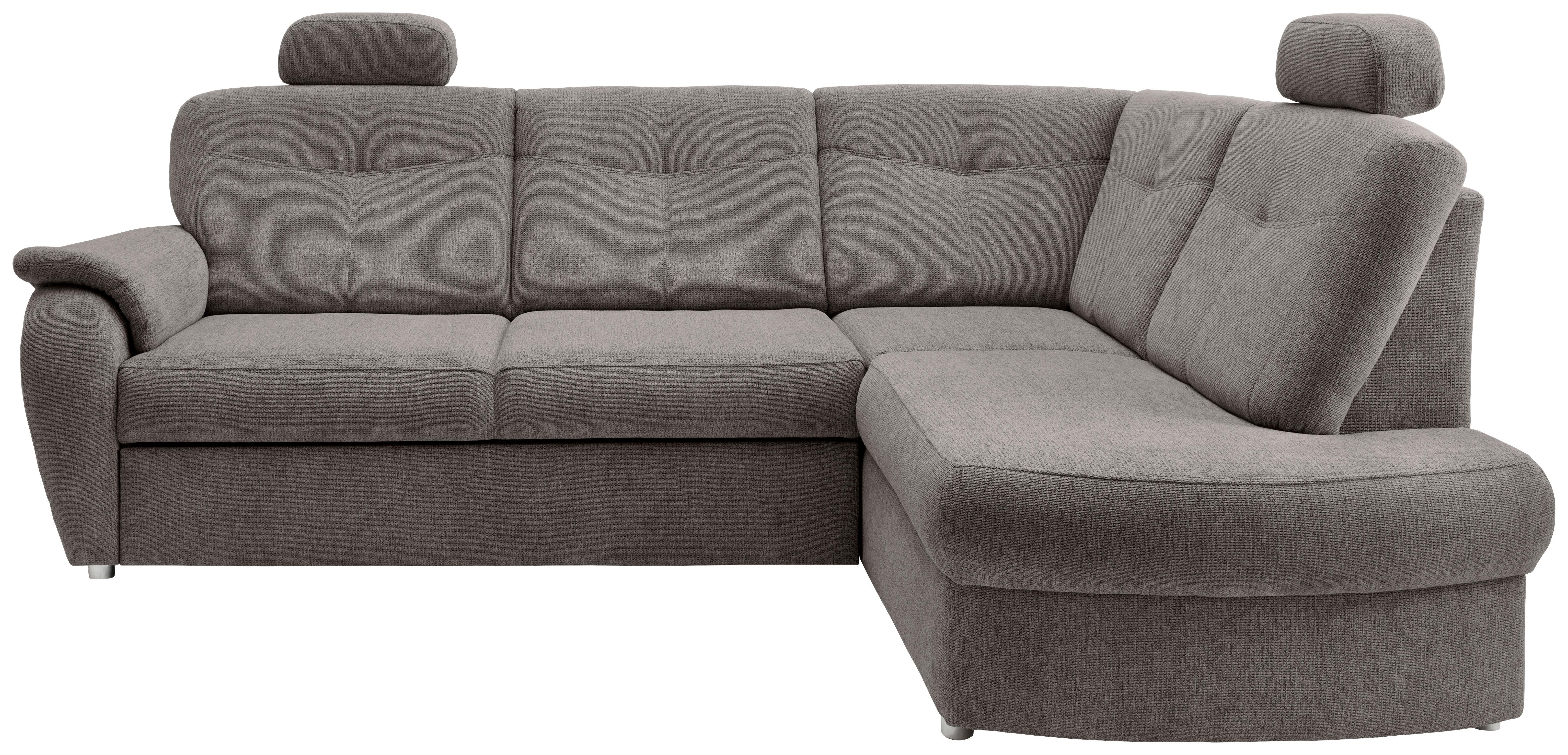 Eckschlafsofa Rosali Graubraun S: 264x180 cm - Chromfarben/Graubraun, MODERN, Textil (264/180cm) - Livetastic