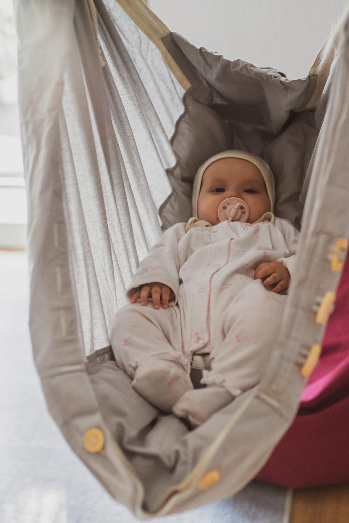 Federwiege Sw-Set-Pur-002 - Grau, Basics, Holz/Textil (137/30/147cm) - SCHMUSEWOLKE