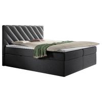 Boxspringbett mit Topper Anthrazit 180x200 cm Gusto - Anthrazit/Schwarz, MODERN, Textil (180/200cm) - MID.YOU