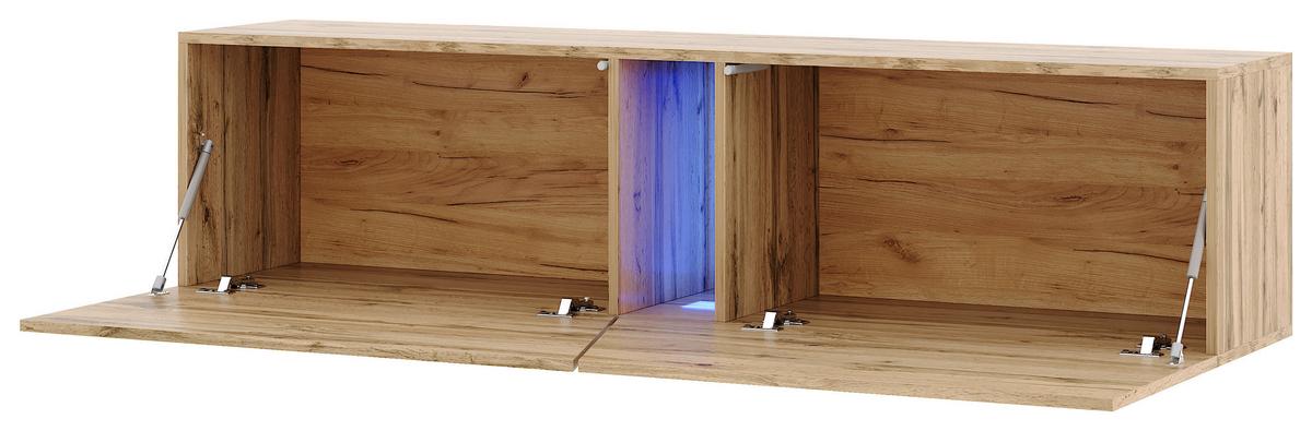 Lowboard Slant 160 - Eiche Wotan/Schwarz, Design, Holzwerkstoff (160/35/40cm) - Livetastic