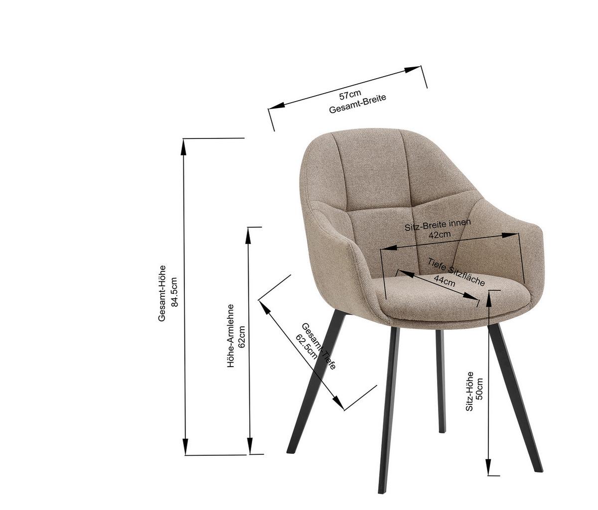 Vierfußstuhl Modo Grau/Schwarz B: 57 cm - Schwarz/Grau, MODERN, Holz/Textil (57/84,5/60,5cm) - Livetastic