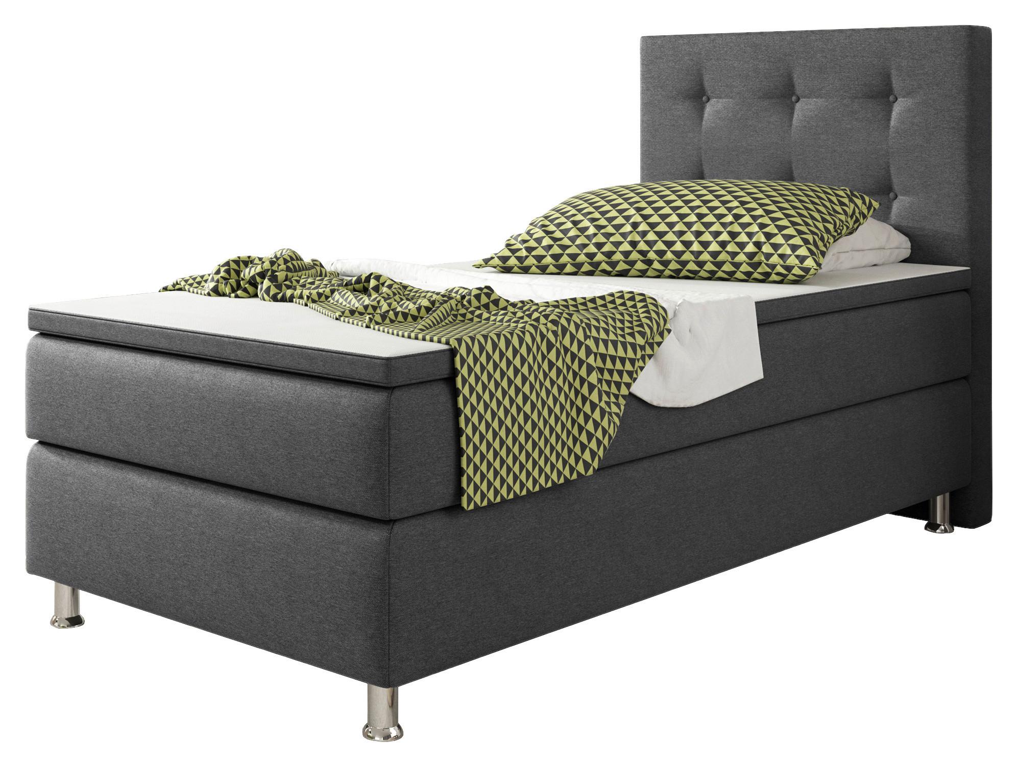 Boxspringbett Mit Topper / Matratze 90x200 Cm Köln - Anthrazit/Silberfarben, KONVENTIONELL, Textil (90/115/210cm) - MID.YOU