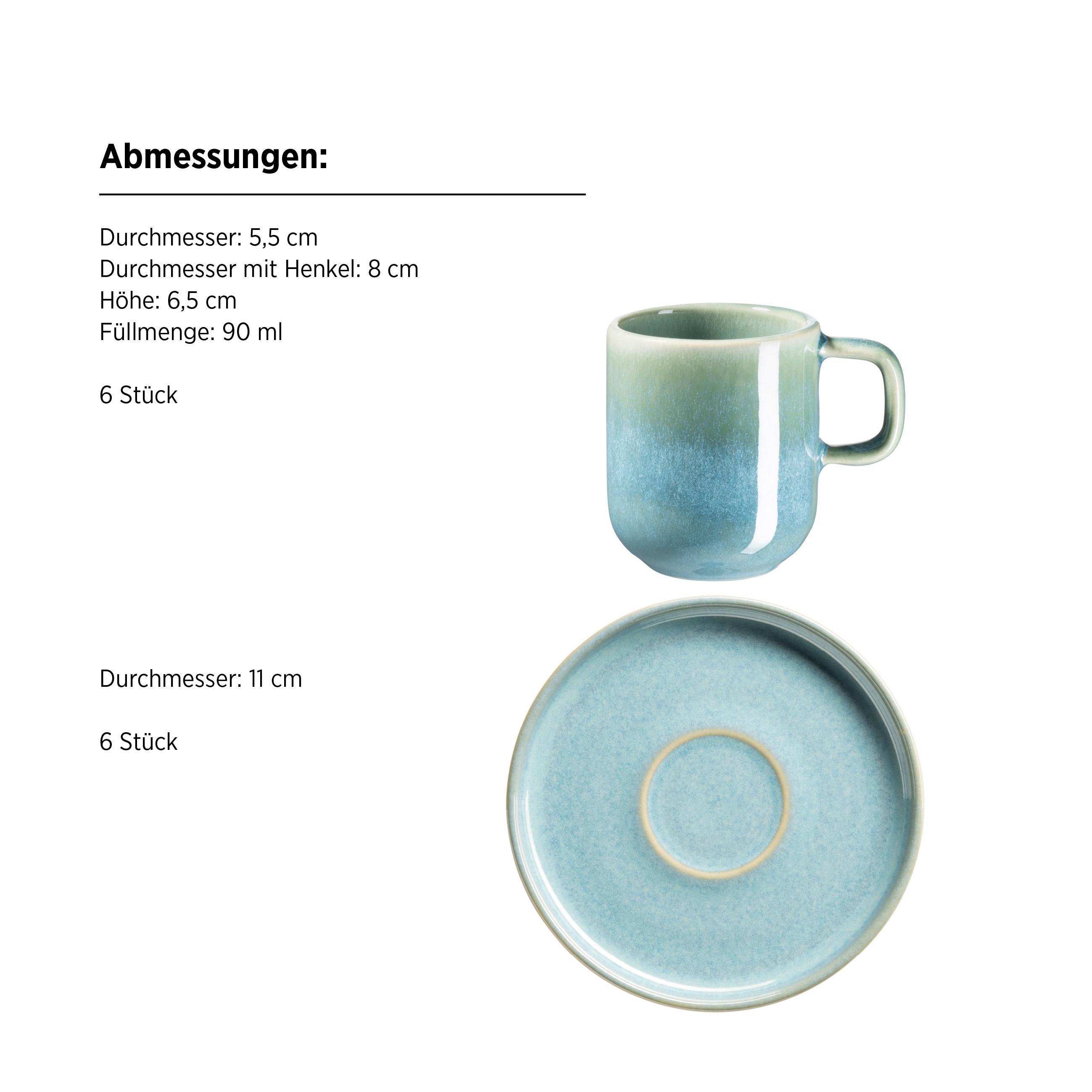 Kaffeebecherset Cordelia Grün, 12-teilig - Grün, Trend, Keramik - Mäser