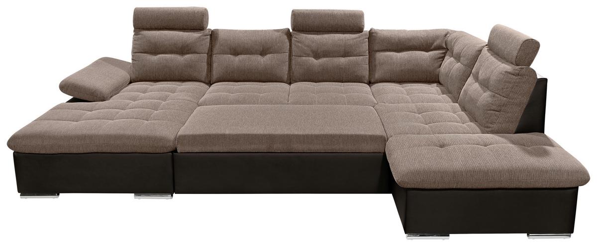 Wohnlandschaft Jakarta U Dunkel/hellbraun - Hellbraun/Dunkelbraun, MODERN, Holzwerkstoff/Textil (170/324/218cm) - MID.YOU