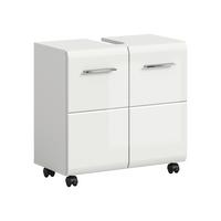 WASCHBECKENUNTERSCHRANK Ice Weiß/Weiß HG B: 60cm - Weiß Hochglanz/Schwarz, Trend, Holzwerkstoff (60/58/30cm) - MID.YOU