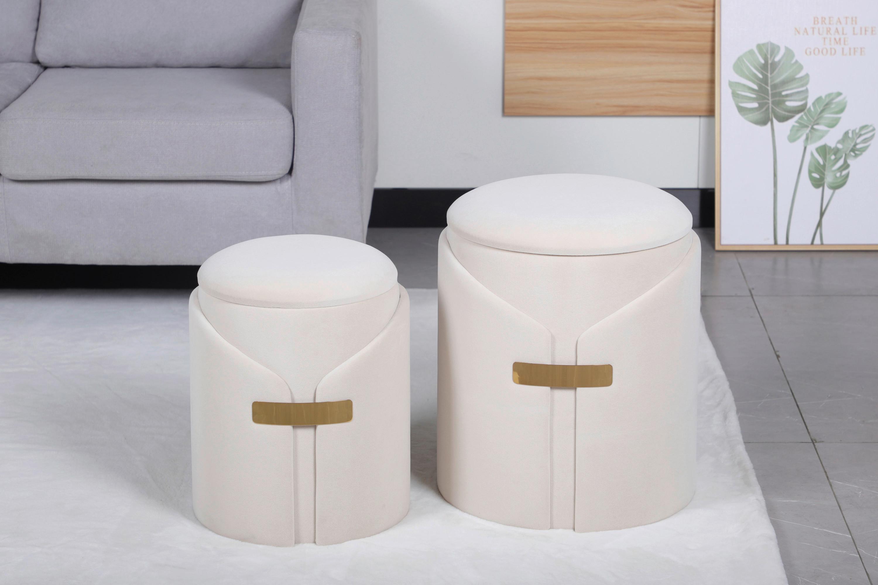 Hocker Forcet 125 2-teilig Beige D: 37/30,5 Cm - Beige, Design, Textil (30,5+37cm) - Kayoom