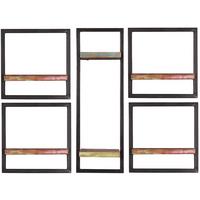 Wandregalset 5-tlg. Altholz/Schwarz B: 105cm - Multicolor/Schwarz, Design, Holz/Metall (105/75/25cm) - MID.YOU