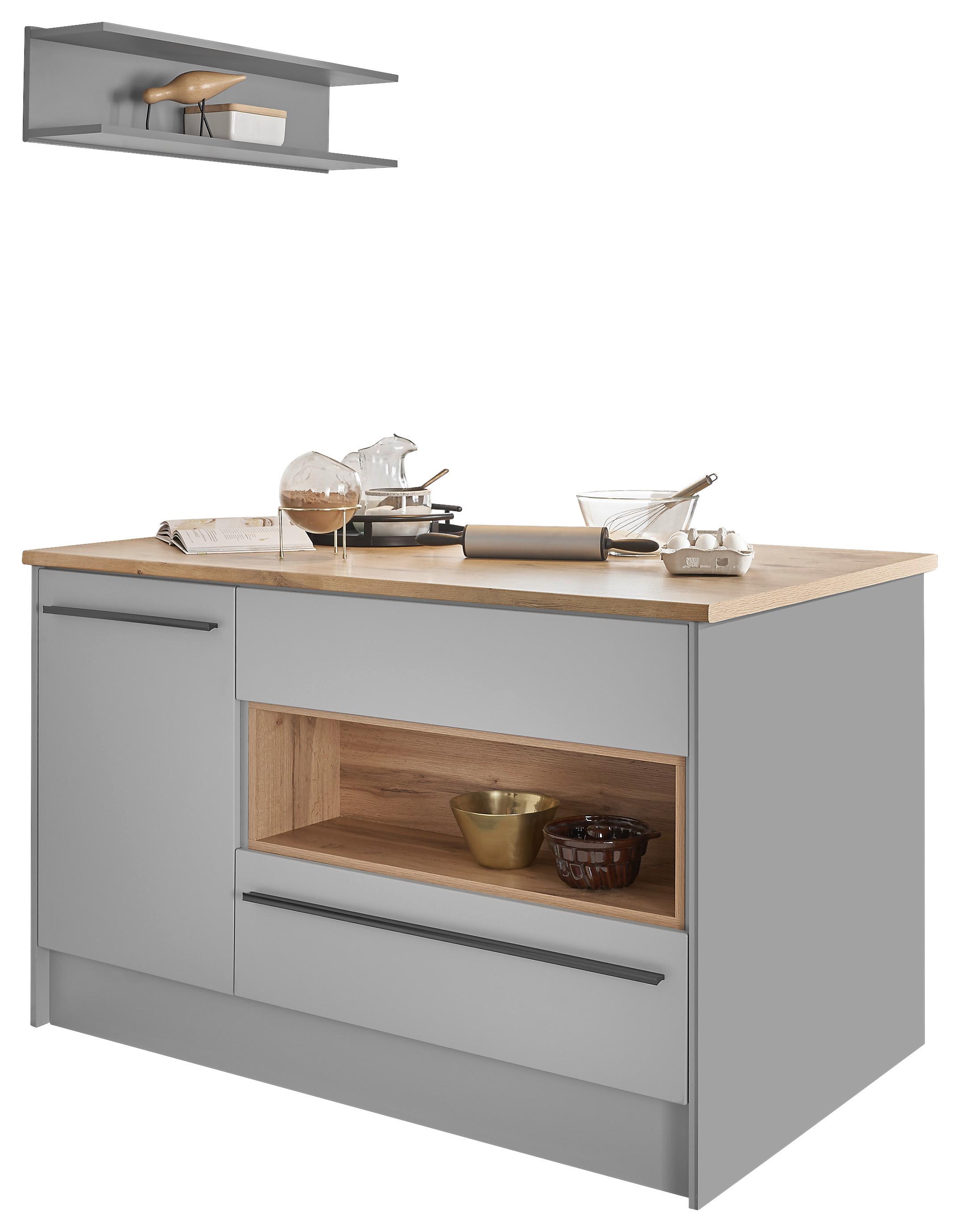 KUCHYŇSKÝ OSTRŮVEK DENVER - šedá/barvy dubu, Design, kompozitní dřevo/plast (145/90/90cm) - MID.YOU