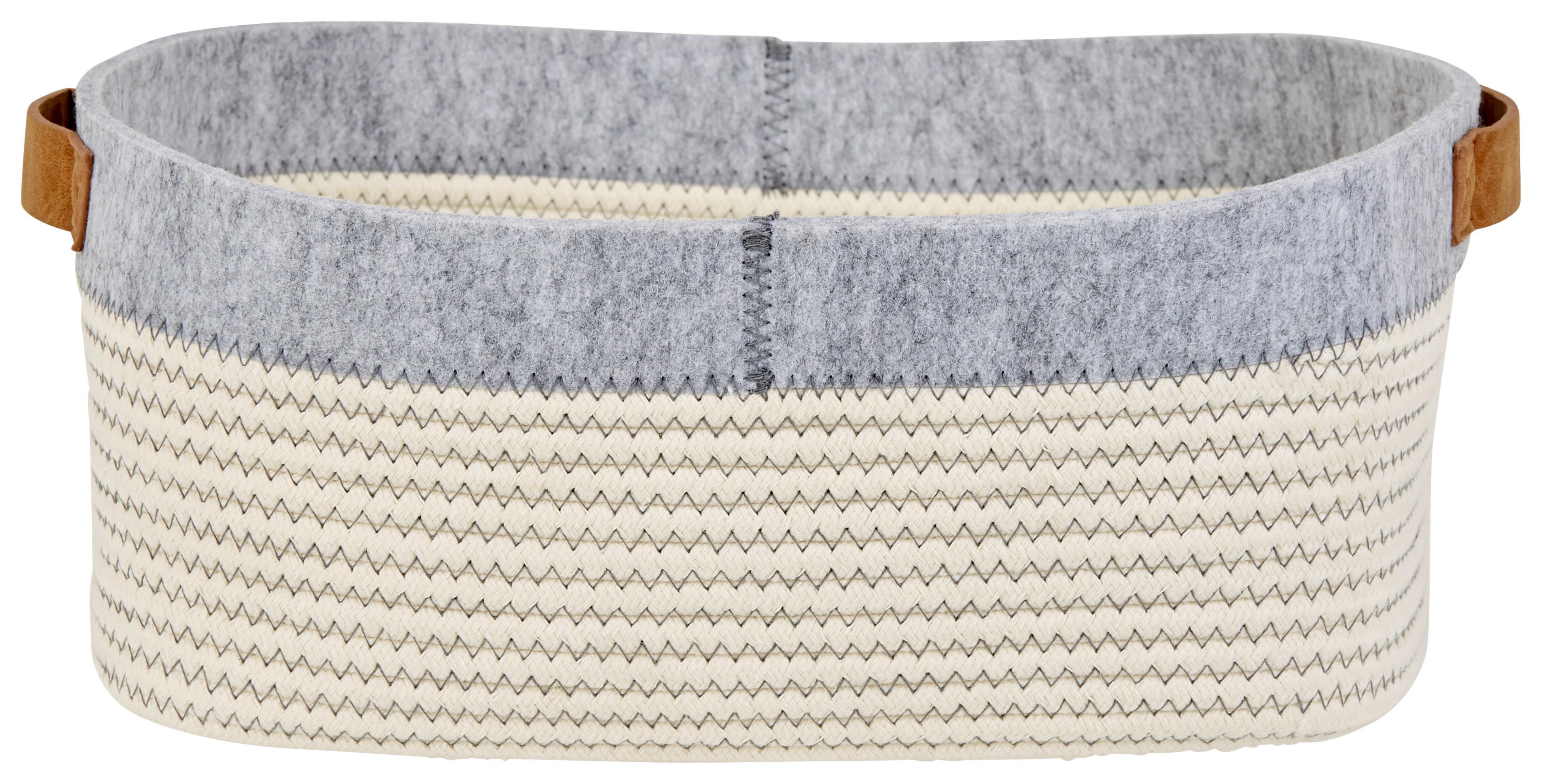 Aufbewahrungskorb Alfie LxB: 37x23 cm Baumwolle/Filz Grau - Braun/Weiß, Basics, Textil (37cm) - Luca Bessoni
