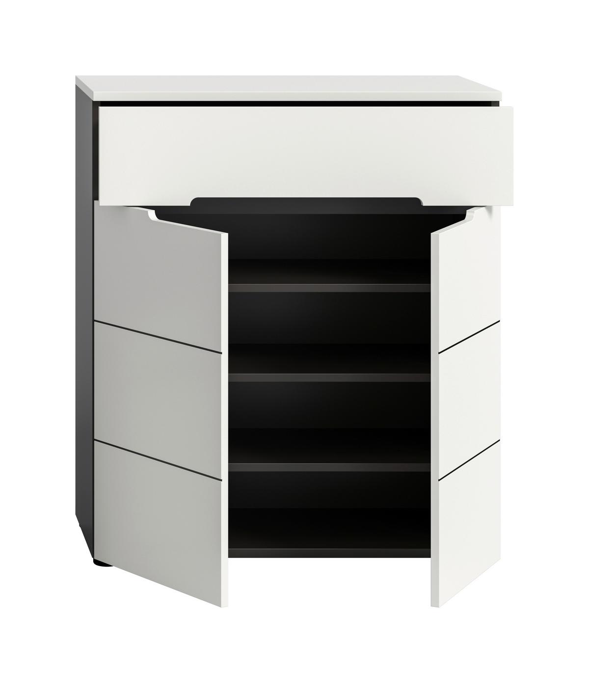 Cipősszekrény Canu - fehér/szürke, Design, faalapú anyag (80/94/37cm) - Livetastic