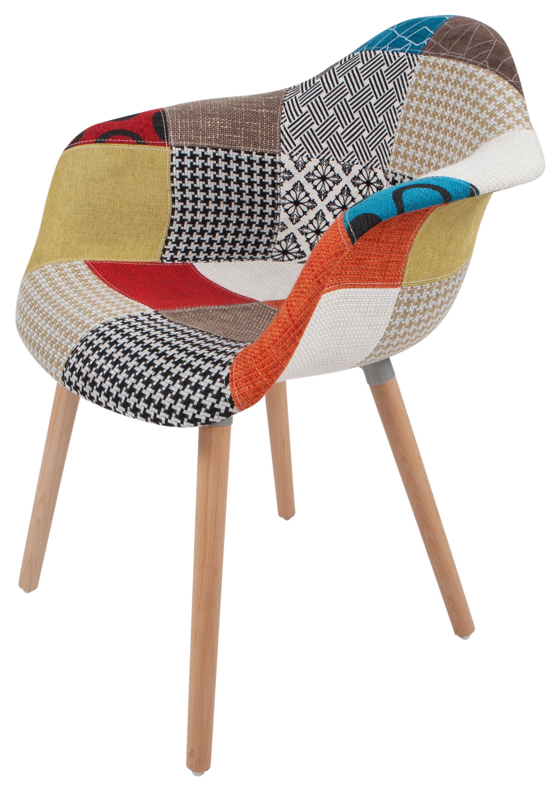 Armlehnstuhl-Set Bave 110 Multicolor - Buchefarben/Multicolor, Design, Holz/Kunststoff (62/80/61cm) - Kayoom