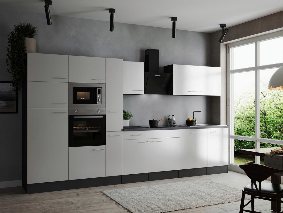 Küchenblock Oliver Grau, Weiß B: 370 Cm - Weiß/Grau, Design, Holzwerkstoff (370cm) - Respekta