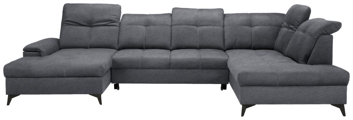 Rohová sedačka U SIERRA, pravá, tmavě šedá CLOUD - tmavě šedá, Moderní, kov/textil (181/364/230cm) - Mömax