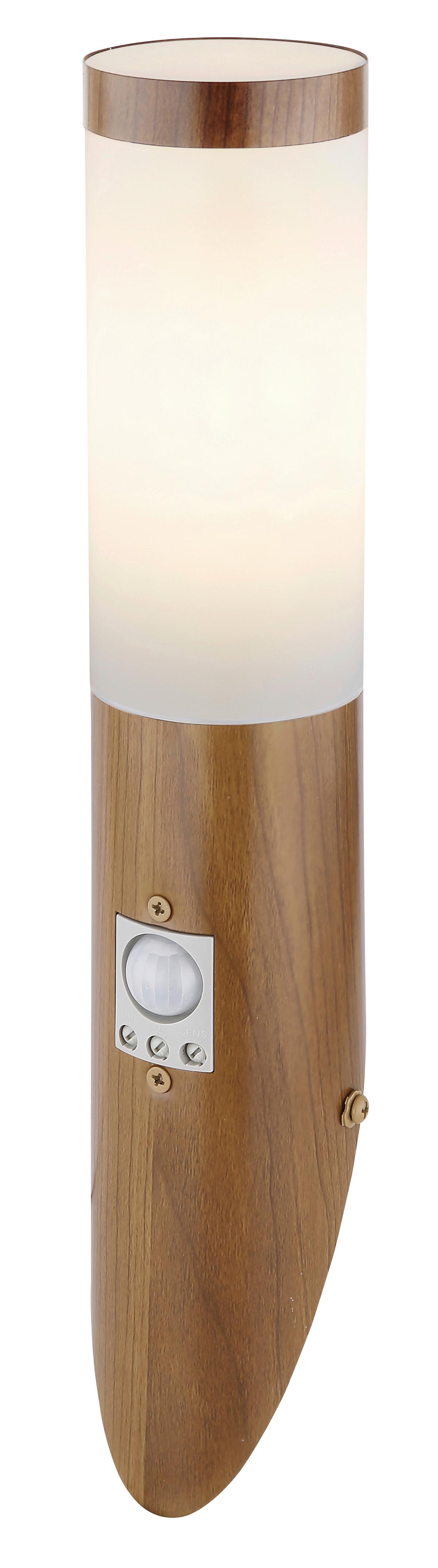 Außenleuchte Mit Bewegungsmelder 30 W - Opal/Braun, Basics, Kunststoff/Metall (7,6/40,5cm) - Globo