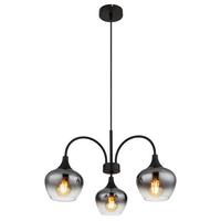 Hängeleuchte, E27 15548-3h1 - Schwarz, Design, Glas/Textil (55/120cm) - Globo