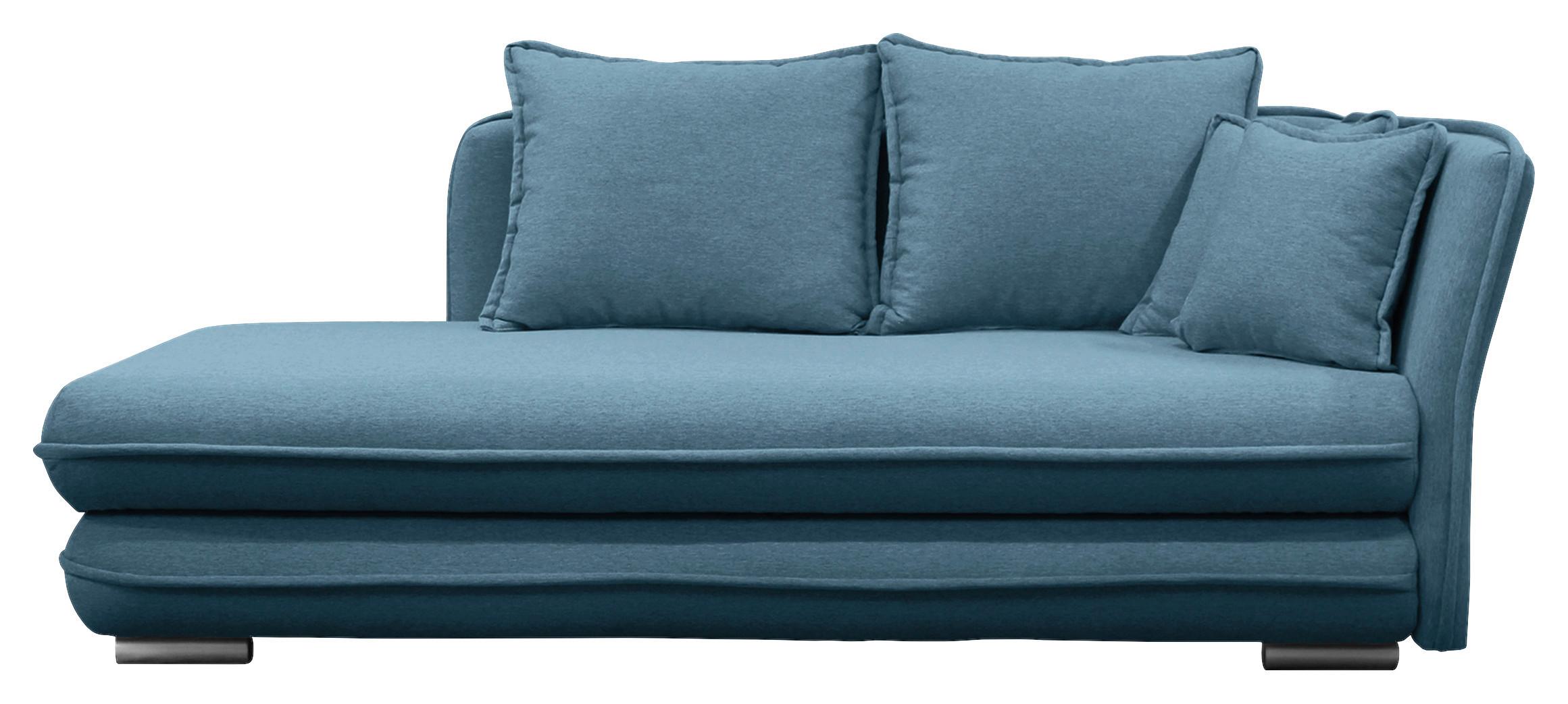 Relaxliege Latte L: 224 cm Petrol mit Bettkasten - Blau/Silberfarben, Design, Textil (224/84-99/107cm) - MID.YOU