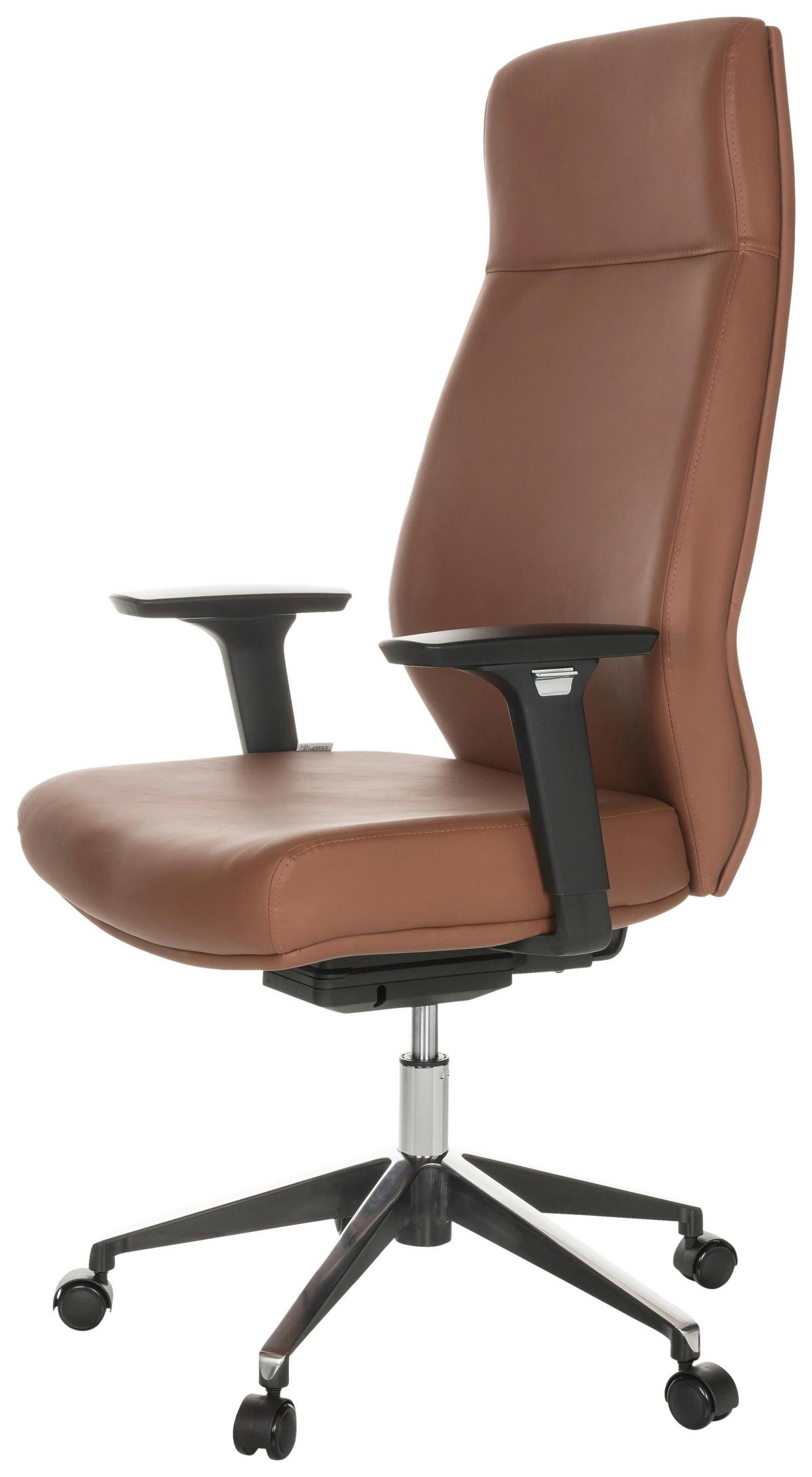 Drehstuhl Vitoro Eco - Schwarz/Braun, Basics, Leder/Kunststoff (68/123-130/68cm) - MID.YOU