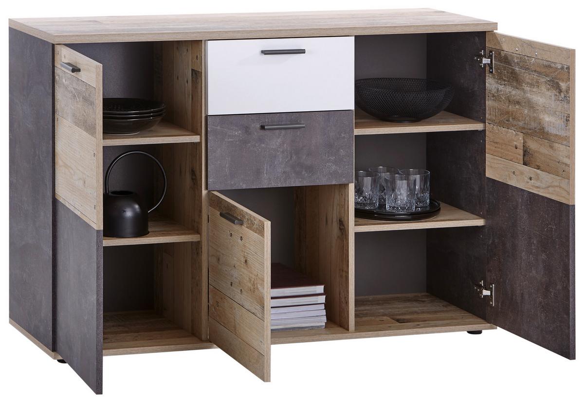 Kommode B: 126,6 Cm Sofia Old Style Hell/atelier Dunkel/weiß - MODERN, Holzwerkstoff (126,6/85,3/40cm)