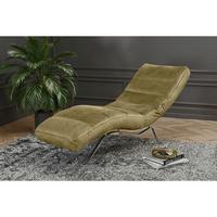 Relaxliege Swing Silver Olivgrün B: 65 cm - Silberfarben/Olivgrün, Design, Leder (65/65-95/171cm) - Livetastic