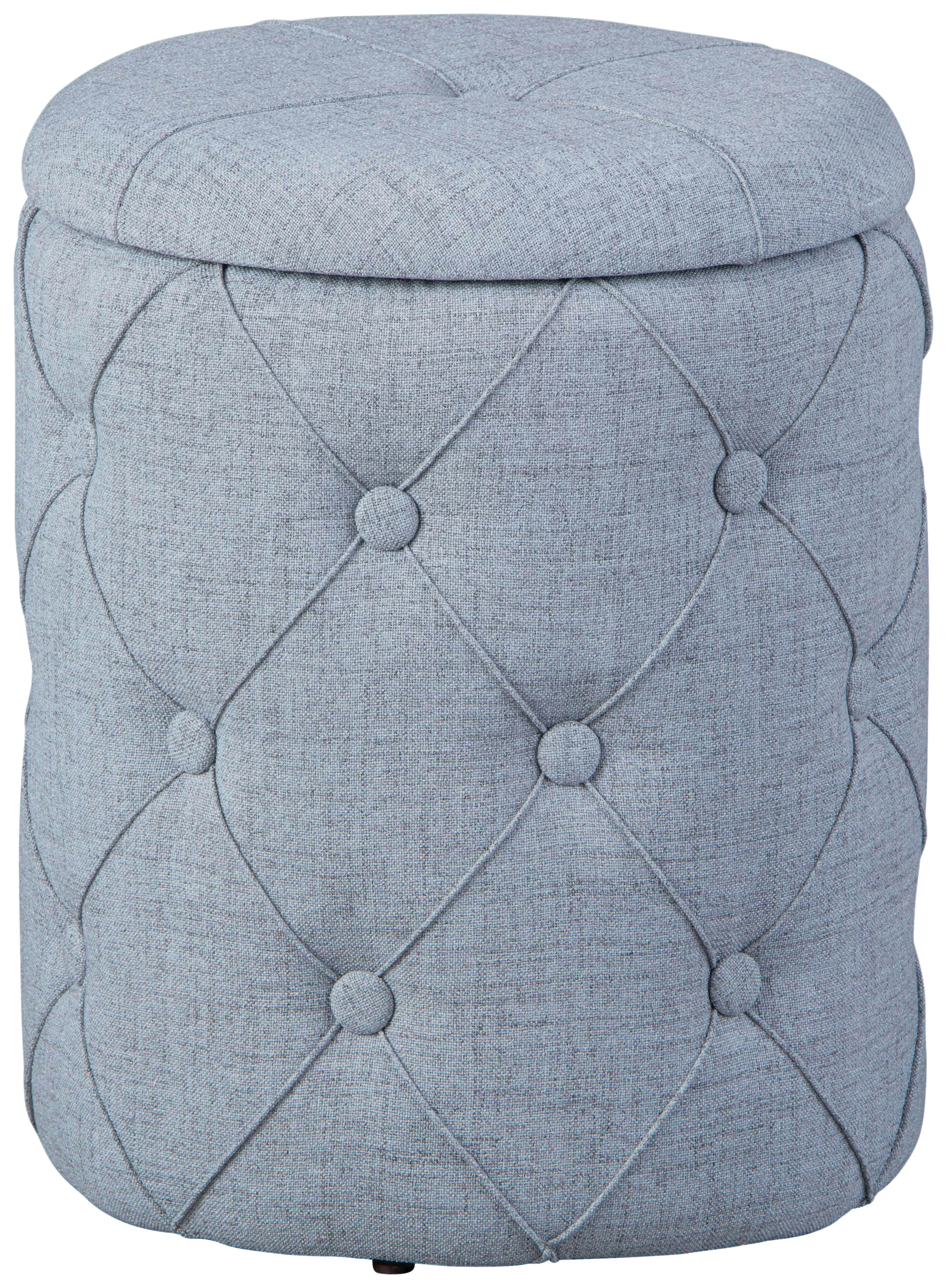 Hocker mit Stauraum Yapak Webstoff Grau H: 40 cm Rund - Grau, KONVENTIONELL, Holzwerkstoff/Kunststoff (34/40/34cm) - MID.YOU
