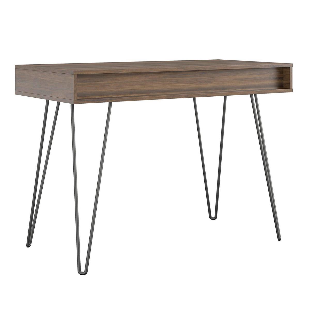 Schreibtisch Concord Walnussfarben Dekor L: 104cm - Walnussfarben/Schwarz, Design, Holzwerkstoff/Metall (104/77/49cm) - MID.YOU