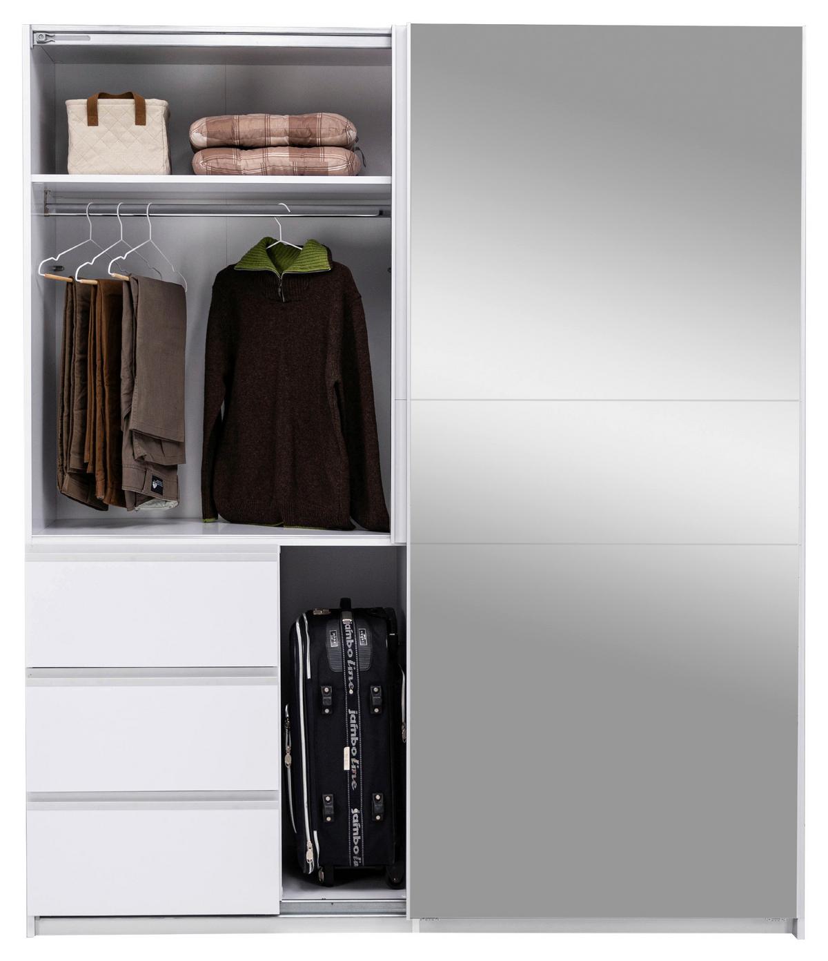 SCHIEBETÜRENSCHRANK Wilma Weiß B: 175cm - Weiß, MODERN, Holzwerkstoff (175/210/61,5cm) - P & B