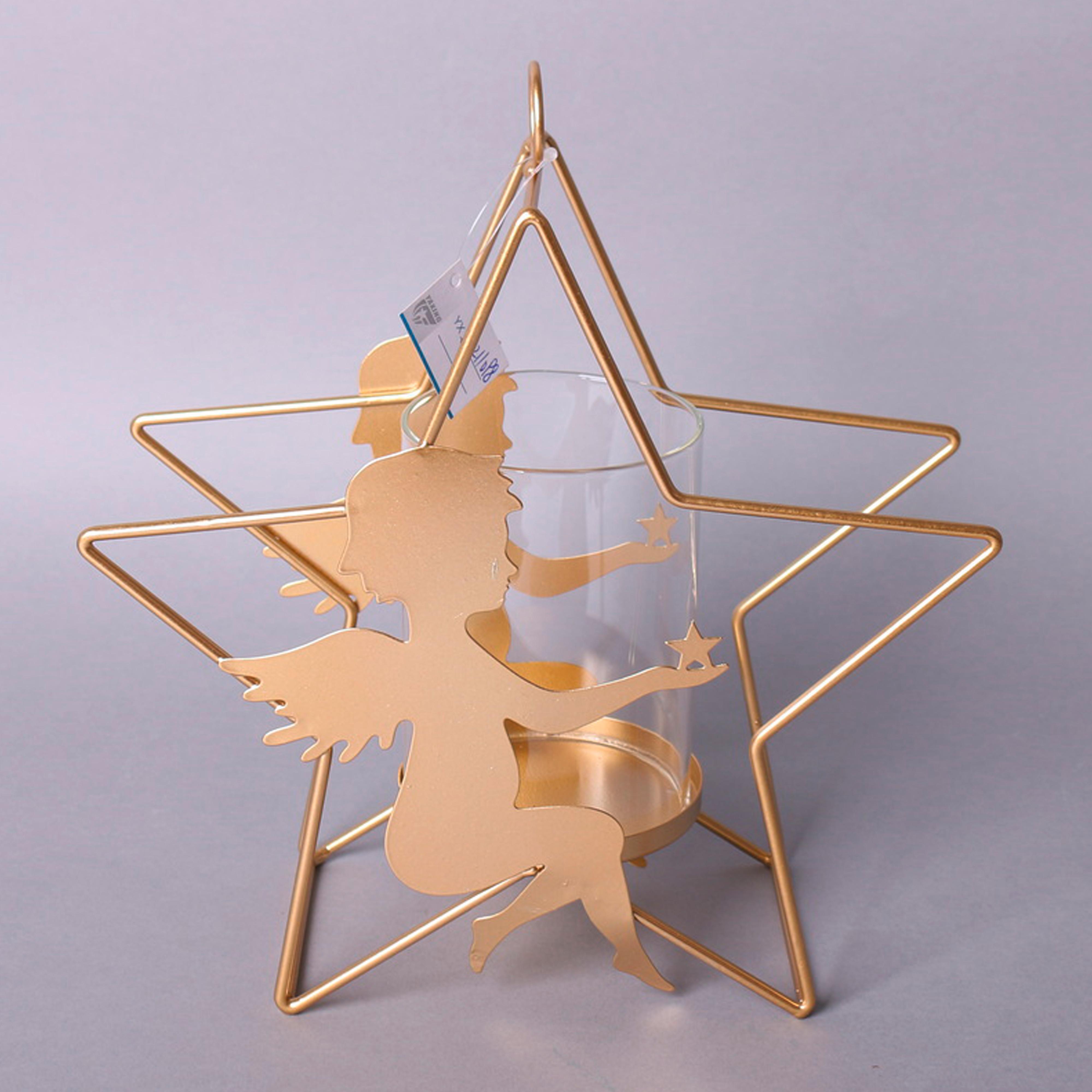 Kerzen- & Teelichthalter ROMOLO von Ondega aus Metall und Glas in Gold Milieu