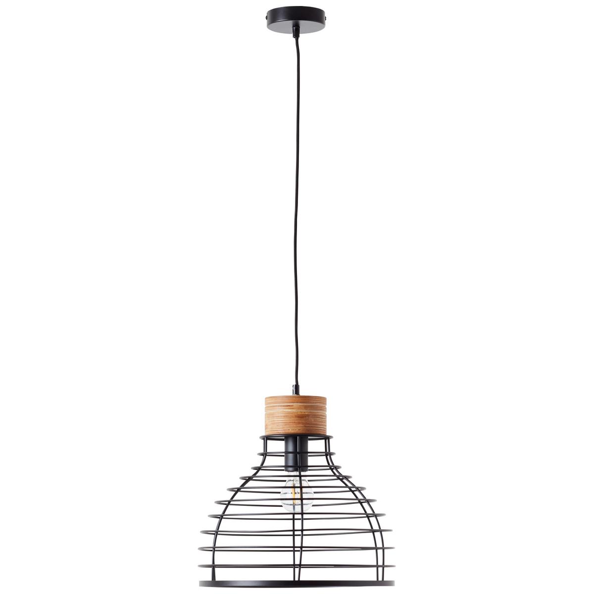 Pendelleuchte 99559/76 Avia - Schwarz, Natur, Holz/Metall (35/135cm) - Brilliant