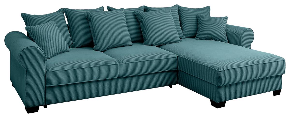 Ecksofa Maureen Azurblau S: 318x197 Cm - Azurblau/Schwarz, KONVENTIONELL, Textil (318/197cm) - MID.YOU