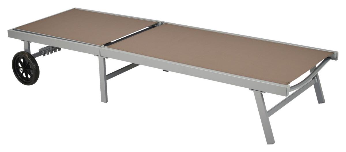 Sonnenliege Aktionsliege Tessin Aluminium, verstellbar - Taupe/Silberfarben, MODERN, Kunststoff/Metall (201/98/65cm) - Gardenson
