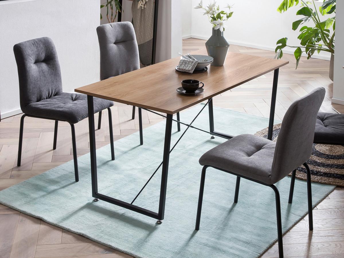 Stuhl-Set dunkelgrau, B: 44,5cm - Dunkelgrau/Schwarz, Design, Textil/Metall (44,5/87/55,5cm) - Livetastic