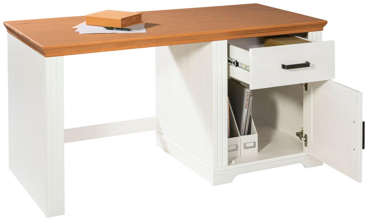 Schreibtisch Maluno 20909050 - Eichefarben/Weiß, MODERN, Holz (143/76/65cm) - MID.YOU