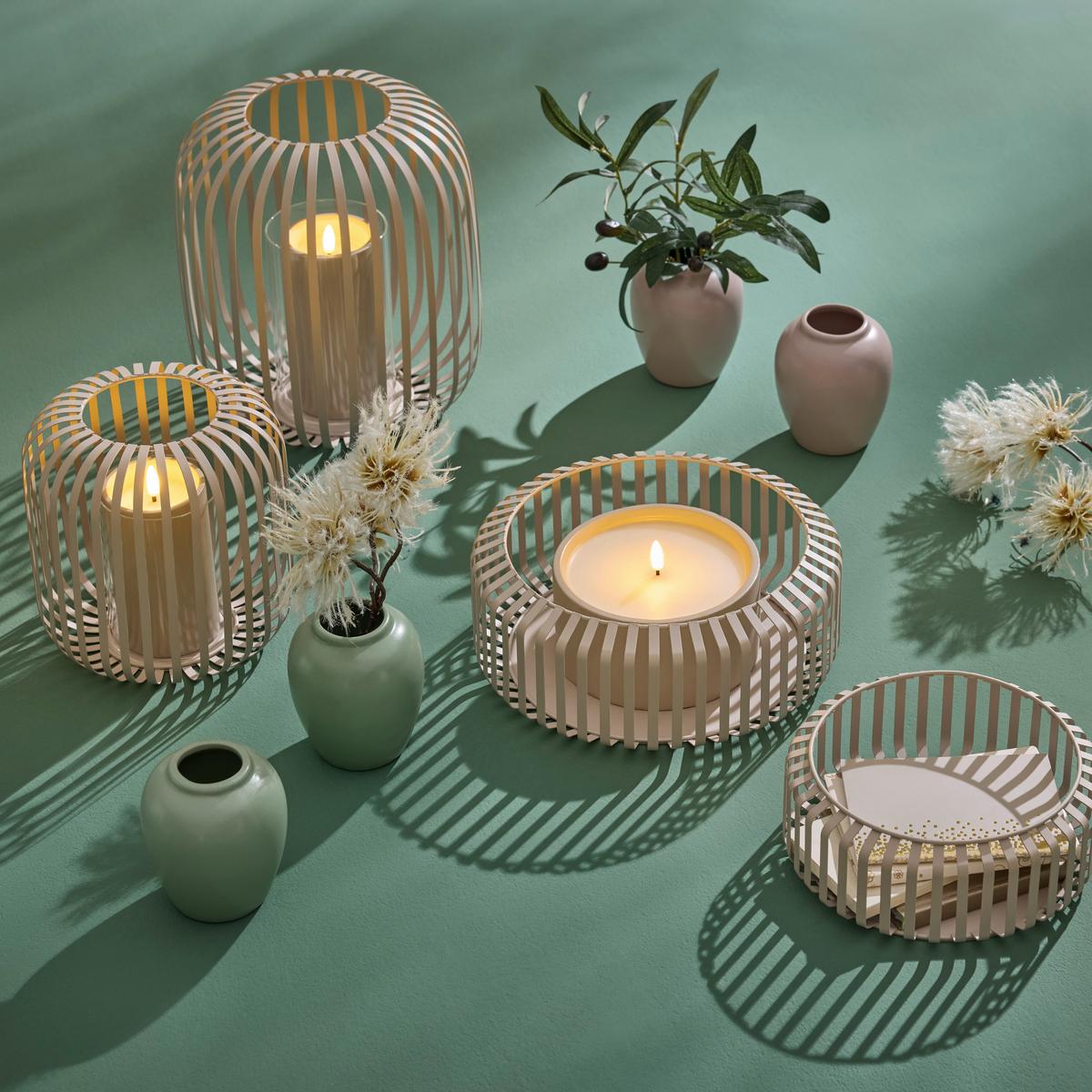 Svietnik JOLA - béžová, Modern, kov/sklo (19/18,5cm) - Mömax