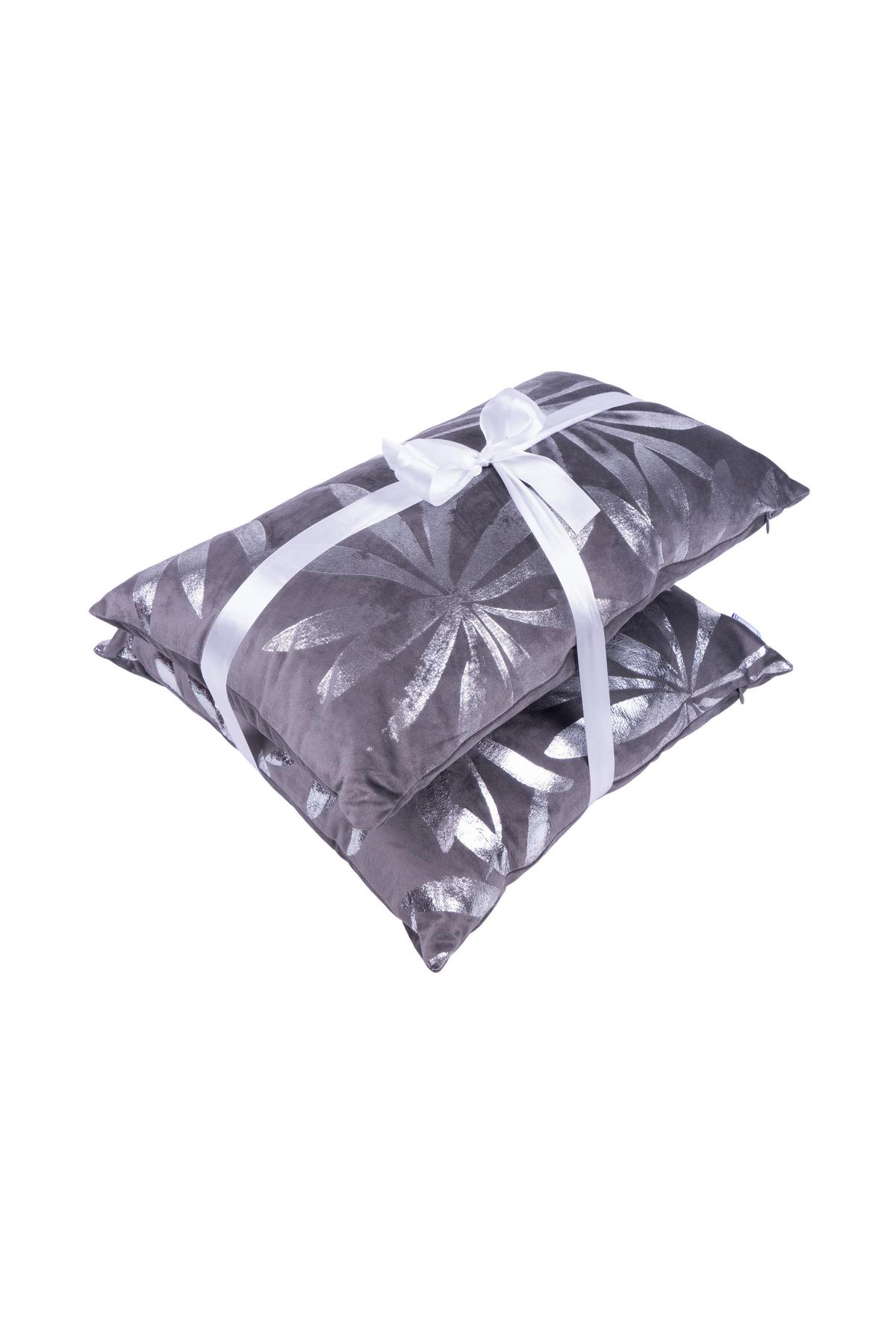 Zierkissen Prisma 30/45x50/45 Cm Polyester Graphit/silberf. - Silberfarben/Graphitfarben, KONVENTIONELL, Textil (30x45/50x45cm)
