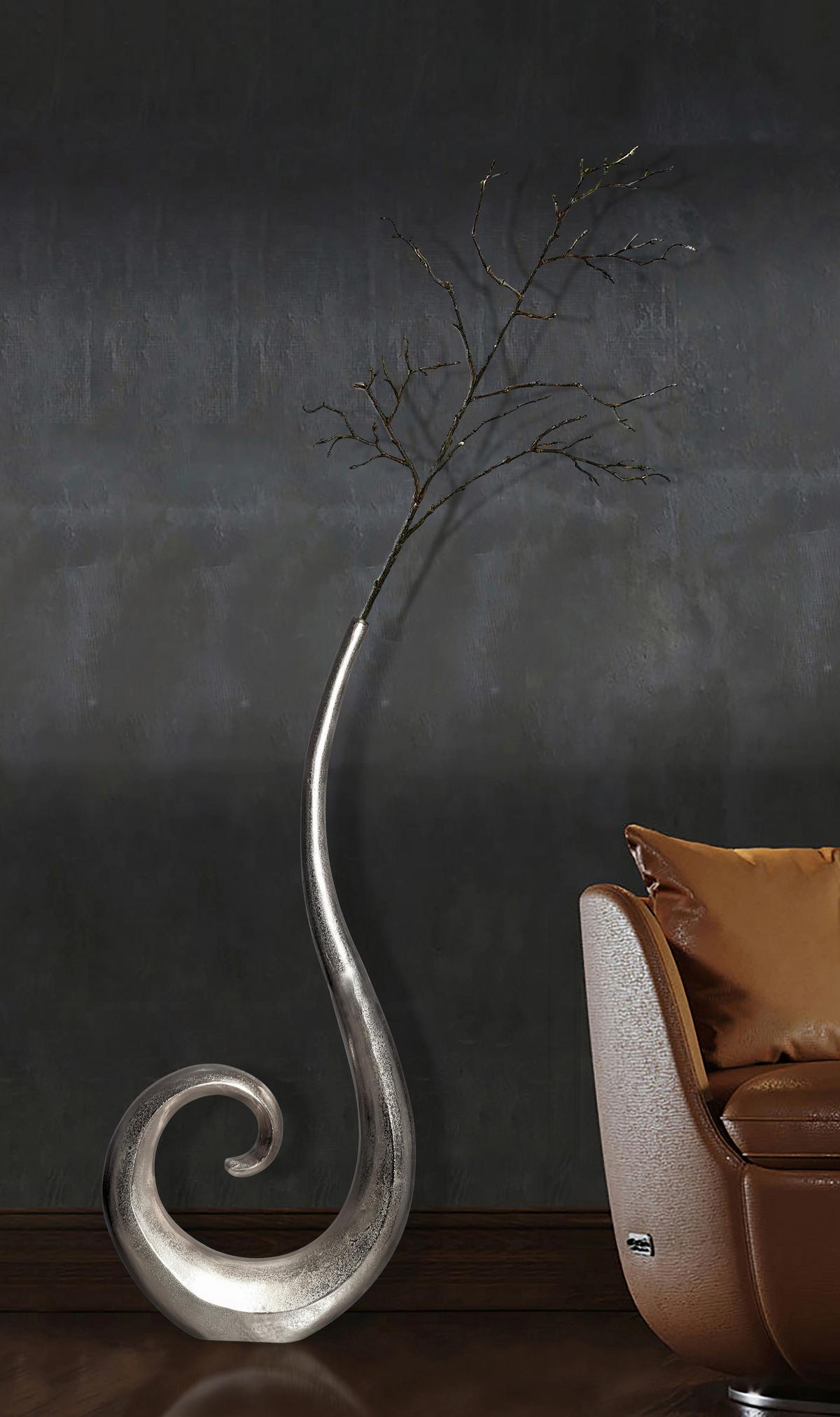 Dekovase Spirale Silberfarben B: 48 Cm - Silberfarben, Design, Metall (48/100/10cm) - Livetastic