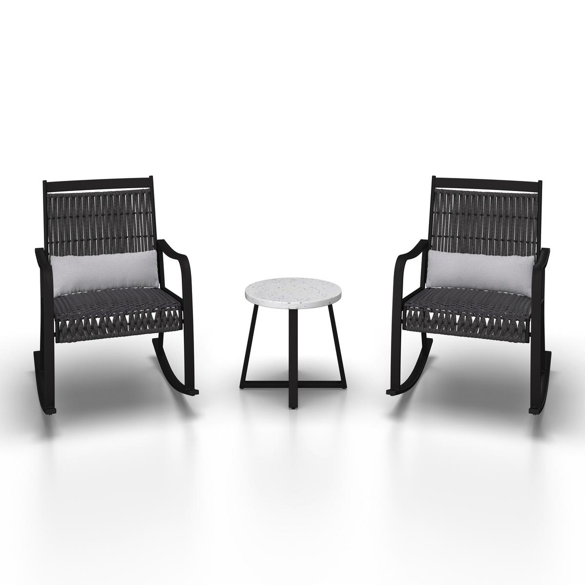 BALKÓNOVÁ ZOSTAVA MATHILDA - čierna/sivá, Modern, kov/textil - Bessagi Garden